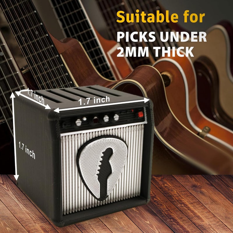 Chordwave Guitar Pick Display Holder Unique Retro Guitar Amp Model Guitar Picks Holder Pick Organizer & Display Case Gift for Music Enthusiasts and Guitar Players, Silver - Image 3